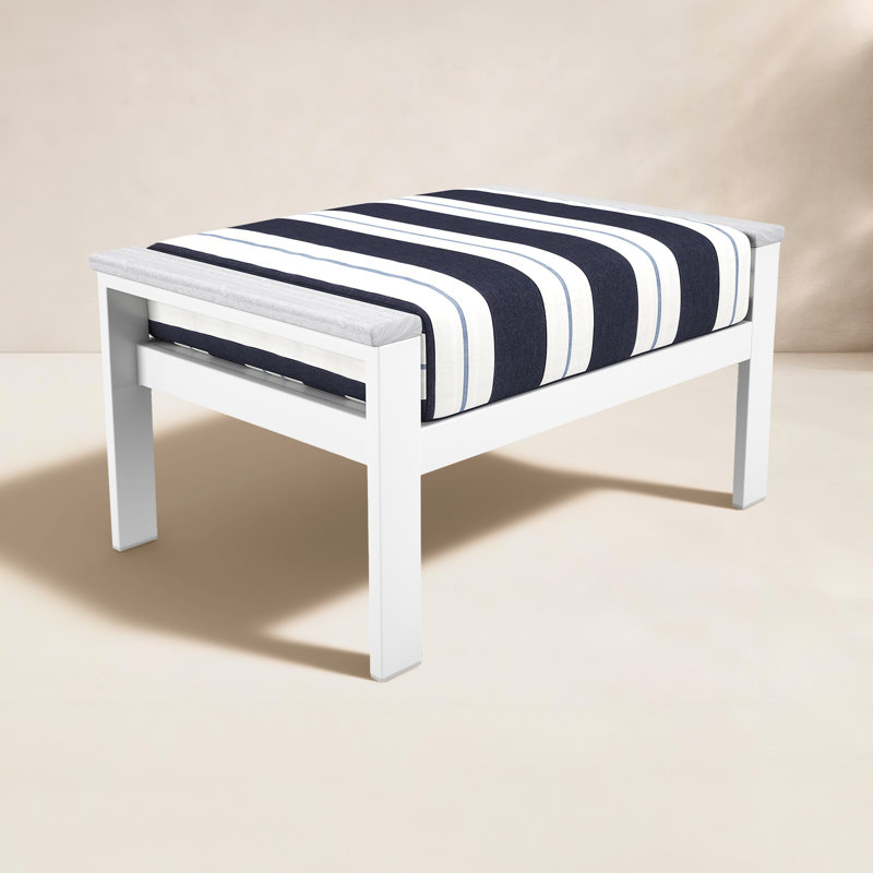Repose-pieds d'extérieur en métal avec coussin Sunbrella Townsend, Blanc