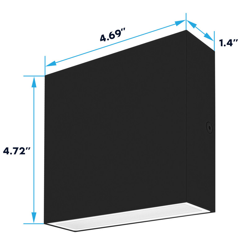 Appliques murales DEL Luxrite Square Up and Down, 5 options de couleurs, 15 W, 1000 lumens, blanc, paquet de 2, Noir