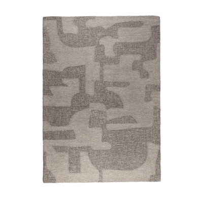 Rug Wool Abstract Area Rug in Gray