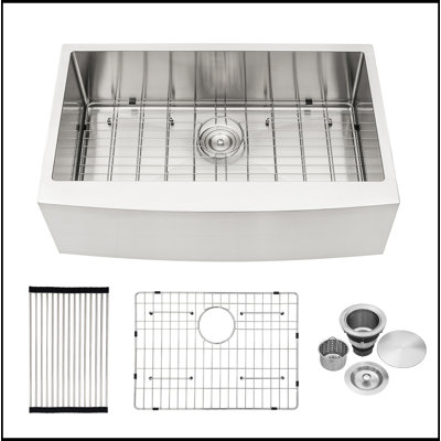 Évier de cuisine à cuve simple 30 po x 21 po x 10 po à tablier frontal en acier inoxydable de 10 pouces de profondeur et de calibre 16
