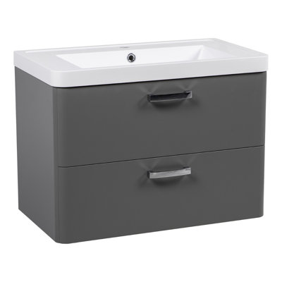 Meuble-lavabo sur pied simple en céramique avec miroir 30 po Jakkele