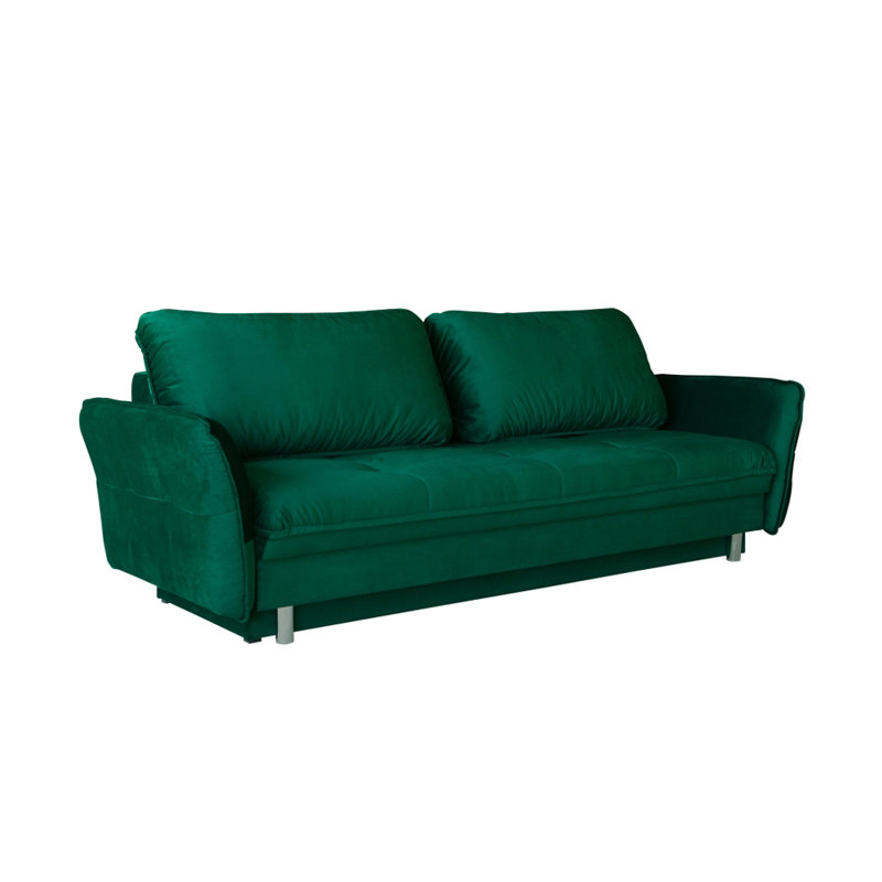 94.5" Flared Arm Sofa Bed with Reversible Cushions, Dark Green
