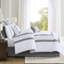 Édredon pour très grand lit 8 pièces - Élégants motifs de broderie décoratifs gris et blanc pour chambre à coucher-120953441