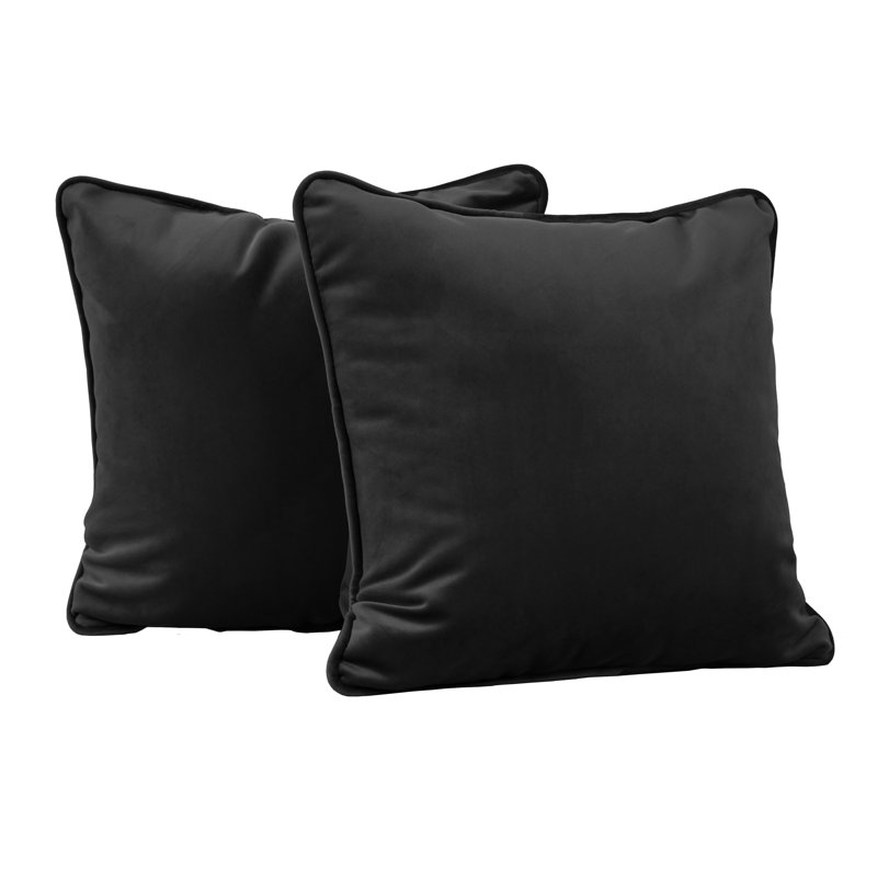 Rectangle Lumbar Microfiber Pillow with Piping, 2-pack, Onyx, Square 15"