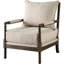 Fauteuil beige avec pattes avant sphériques - Hauteur 96,5 cm x Largeur 86,4 cm - Revêtement en tissu - Lignes géométriques