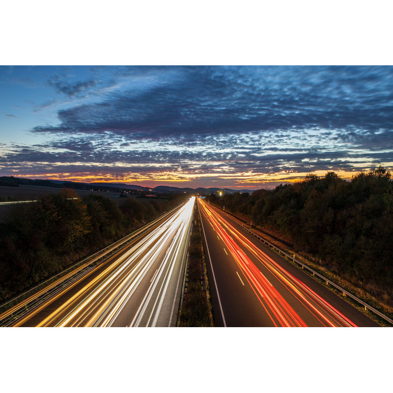 Trafic sur une autoroute allemande - Photographie sur toile tendue, H 8 po x l 12 po