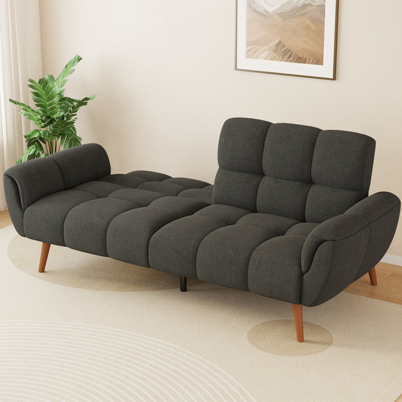 Futon canapé convertible en lin NECWOEM, Gris foncé
