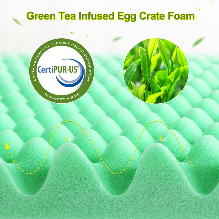 Memory Foam Mattress Topper 3 Egg Crate, Calming Aloe infused