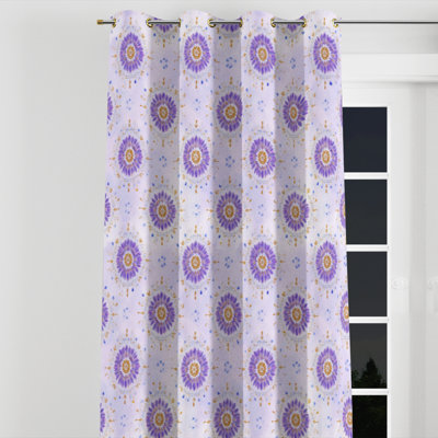 Rideaux modernes pour chambre à coucher - Rideau abstrait avec œillets Boho Mandala - mauve abstrait - 1 panneau