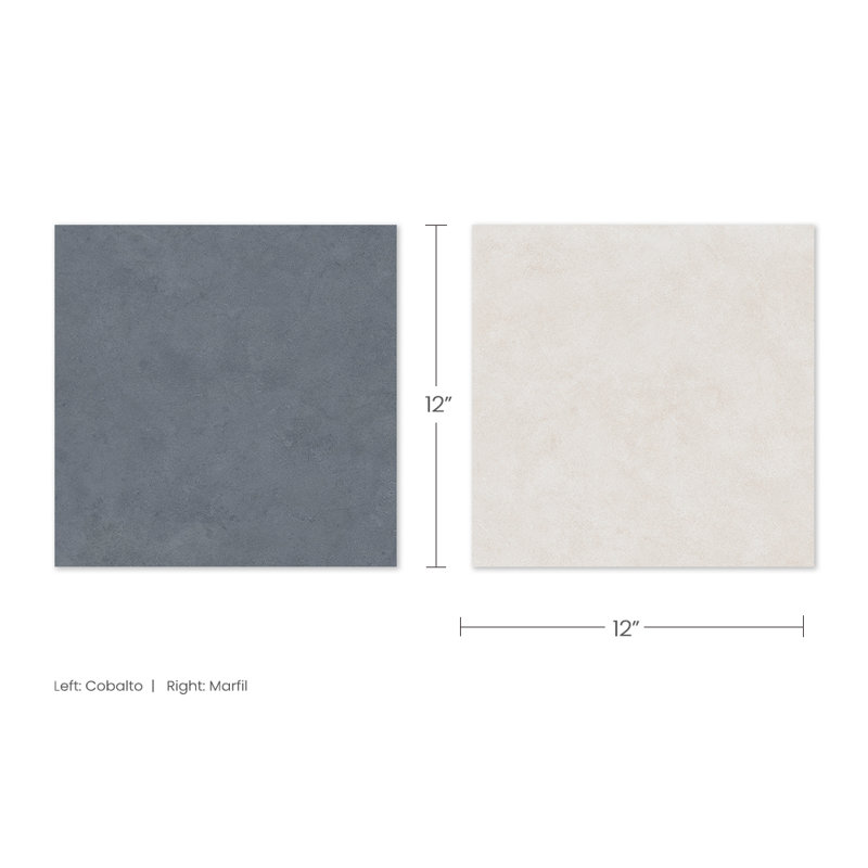Lithos 12X12 Checkerboard Marfil And Cobalto, Marfil/Cobalto