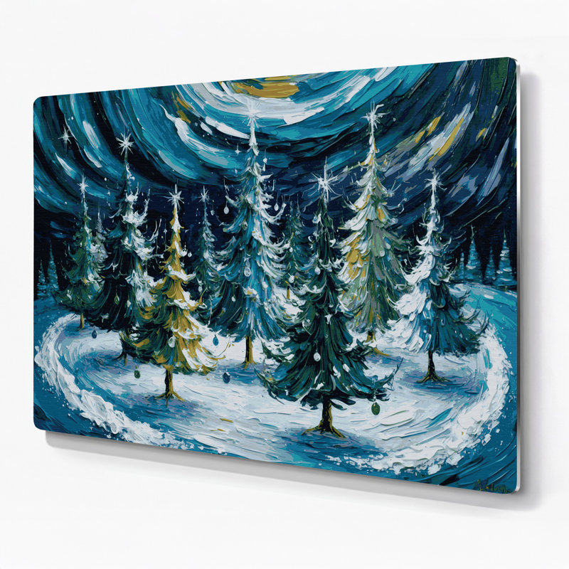 «Christmas Dancing Christmas arbres», art mural en métal gris