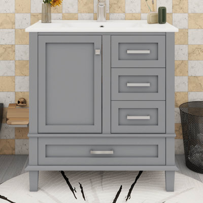 Ensemble de meuble-lavabo moderne 30 pouces avec lavabo et 3 tiroirs