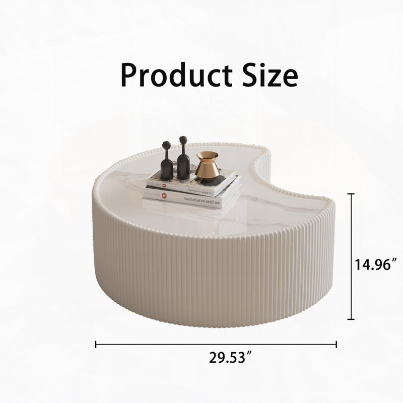 Table basse moderne en cuir fritté clair avec dessus en pierre de forme irrégulière pour salon (chaque plateau de table possède un motif gris unique)