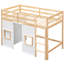 Lit mezzanine simple en bois avec rangement et 2 fenêtres - construction, rangement intégré de taille naturelle / blanche, bois massif-1568852389