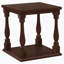 Table d'appoint, 2 niveaux, table de bout, table d'appoint, carré, table de chevet, chambre à coucher, lampe, placage brun, traditionnel