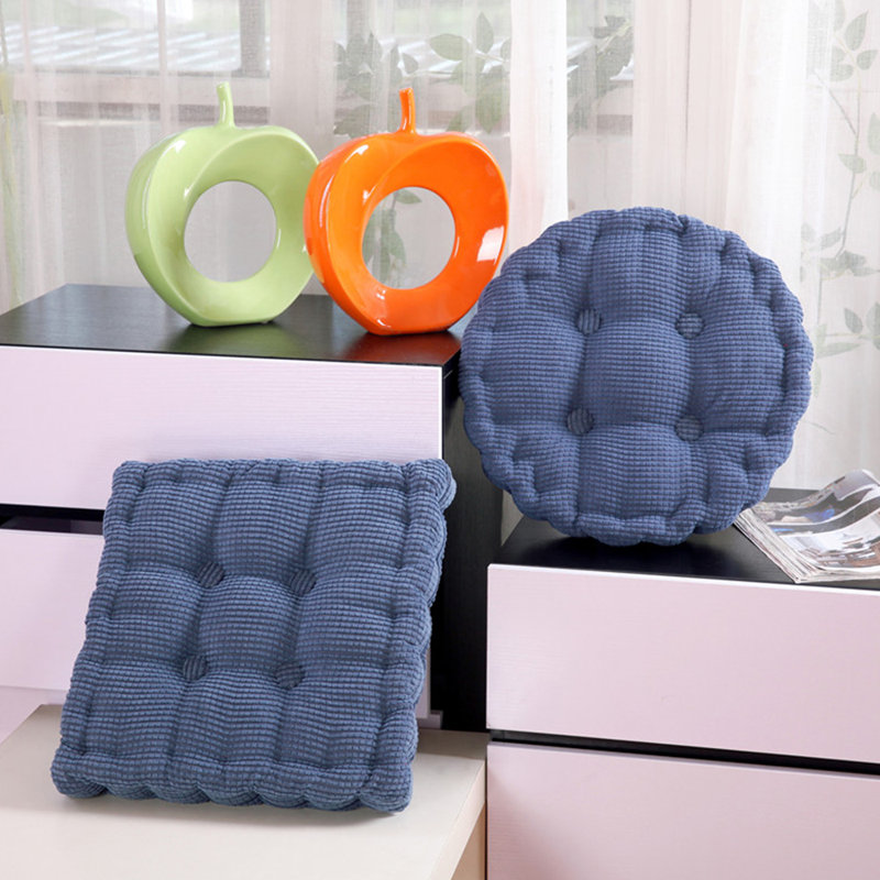 Tapis de chaise de bureau pour patio rond/carré en velours côtelé d’une épaisseur de 3 po, Marine