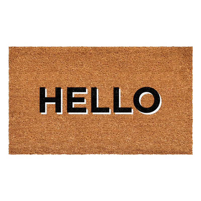 Tapis d'entrée extérieur antidérapant Retro Block Hello, L 36 po x L 72 po