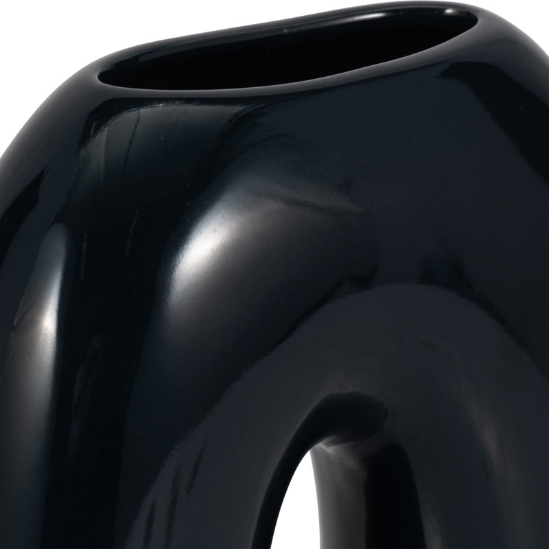 Modern Ceramic & Stoneware Arched Horseshoe Vase - Contemporary Decorative Accent for Home Decor, Blue