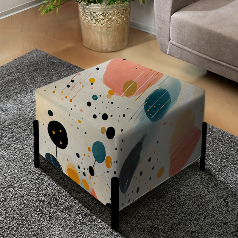Motif artistique à pois fantaisie - repose-pieds carré à pois