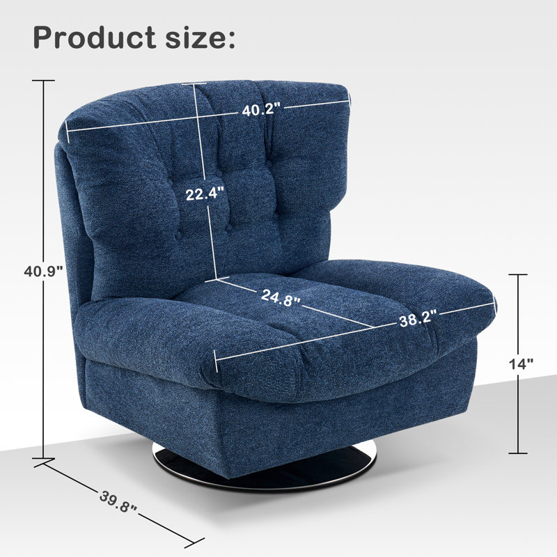 Fauteuil d'appoint rembourré en chenille Antionett, Chenille bleu