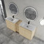 Meuble-lavabo autoportant de 213 cm avec lavabo en céramique blanche, 1 petite armoire de rangement et porte à fermeture douce-609190857