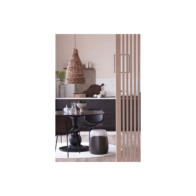 Round Solid Wood Dining Table, Black