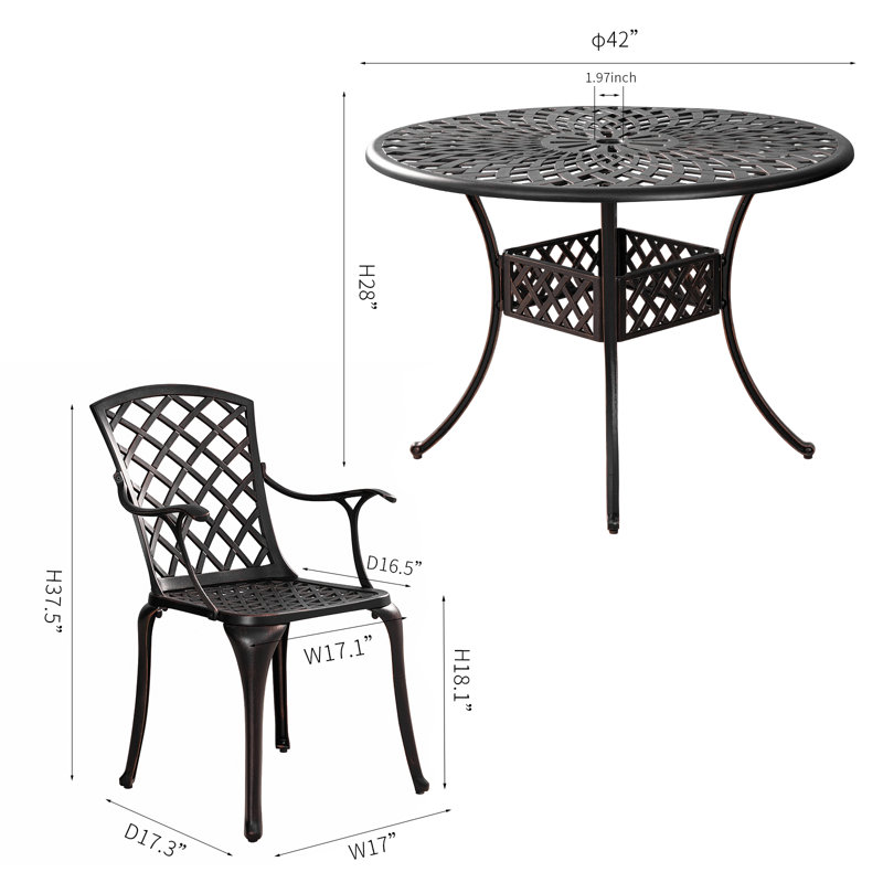 Agosto-Collazo Round 4 - 5 Piece Outdoor Patio Dining Set,Bronze