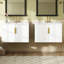 Meuble-lavabo de 60 po avec lavabo en céramique, lavabo simple en céramique à 3 trous, meuble-lavabo avec 2 portes à fermeture douce-117193709