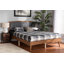 Lit plateforme tapissier très grand Hofmeister gris foncé / noyer l 79,9 po x H 40,4 po x L 82,60 po-506623874
