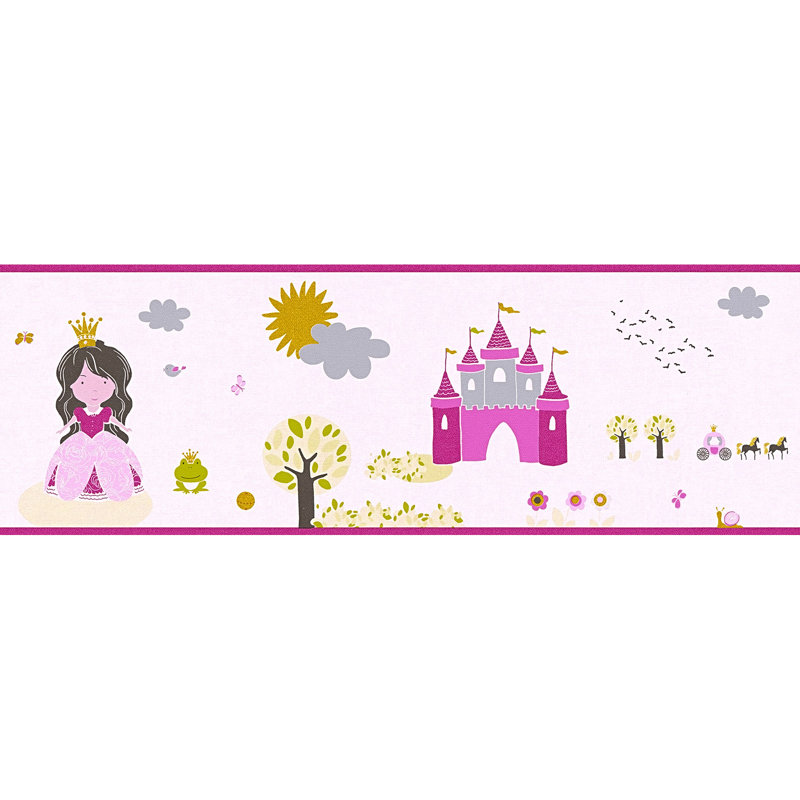 Littlefield 5m x 17cm Textured Matte Paste the Wall Wallpaper Border, Pink