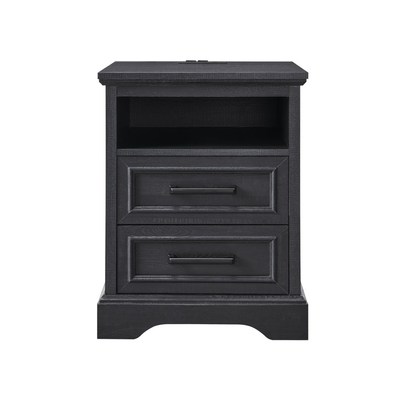 45.8cm W Manufactured Wood Bedside Table, Black