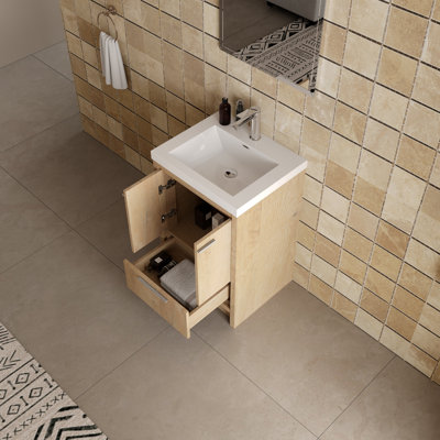 24" Single Bathroom Vanity Free-Standing vanities with Gloss White Resin Stone Top,1 Drawer,2 Doors,Modern