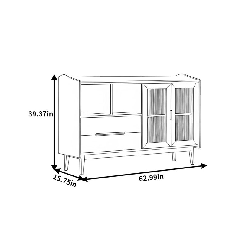 Retro Country Style Simple Sideboard, 39.37" H x 62.99" W x 15.75" D