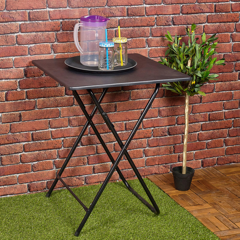 Hawkinsville Square Folding Table, Black, 75cm H x 60cm W x 60cm D