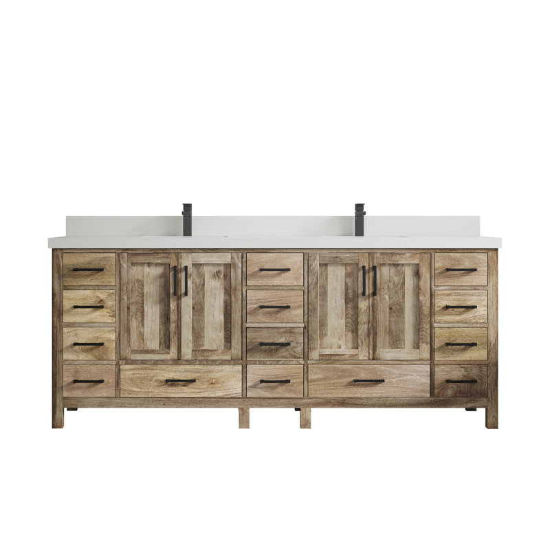 Malibu 84'' Double Bathroom Vanity with Top, White