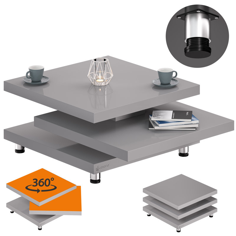 Four Leg Coffee Table, 35cm H x 72cm L x 72cm W, Grey/Brown/Blue