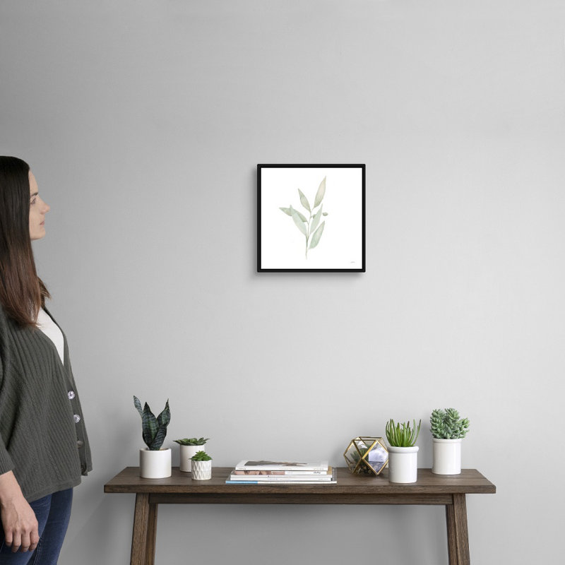 Art mural sur toile Sage II, Toile avec cadre noir, H 14 po x l 14 po