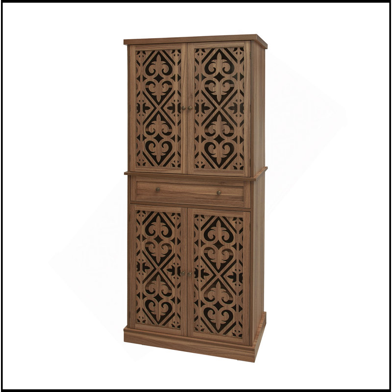 Armoire polyvalente à 4 portes avec tablettes réglables et fonctionnalités multiples