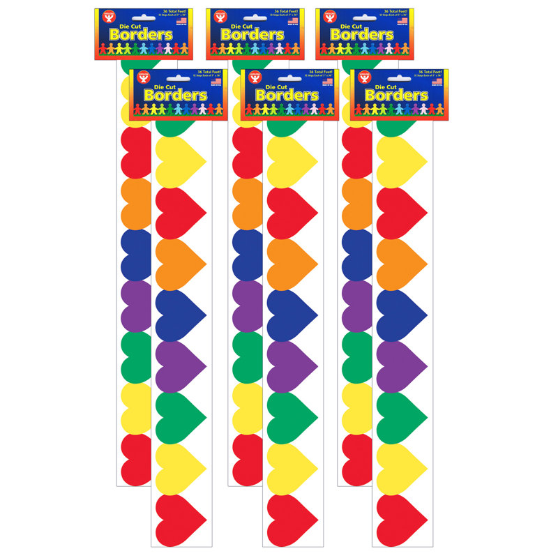 Ensemble de bordure à cœurs multicolores