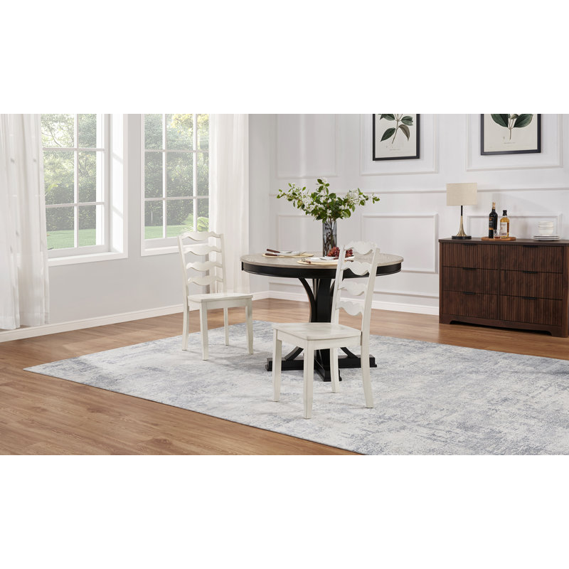 36″ High Solid Wood Ladder Back Traditional Farmhouse Dining Side Chair, White