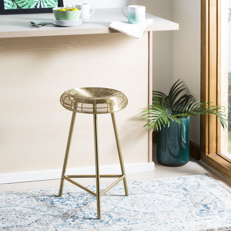 Leandra Metal Counter Stool –Stylish Modern Backless Bar Stool with Tripod Base, Space-Saving Design