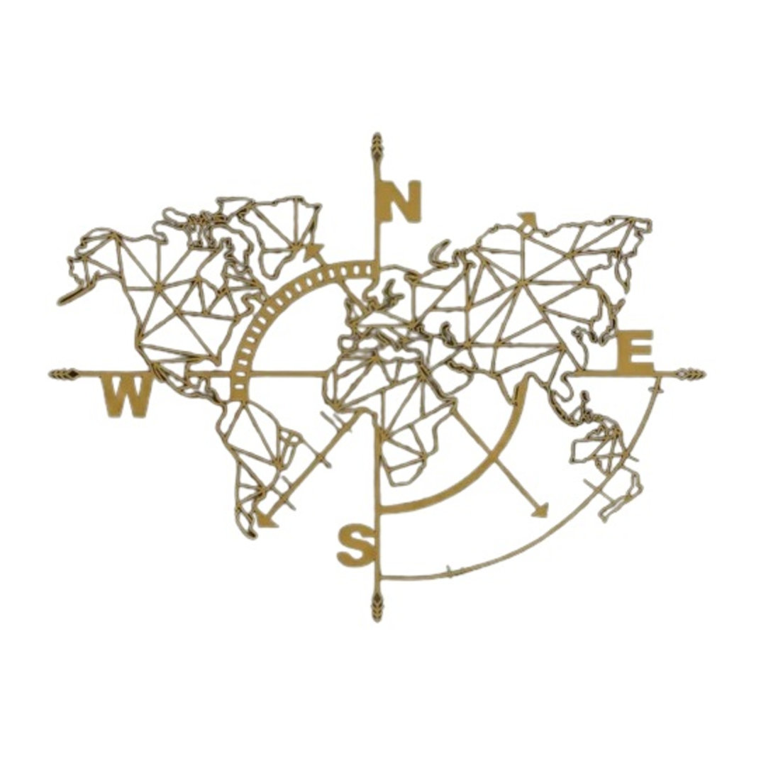 Wanddekoration World Map Compass