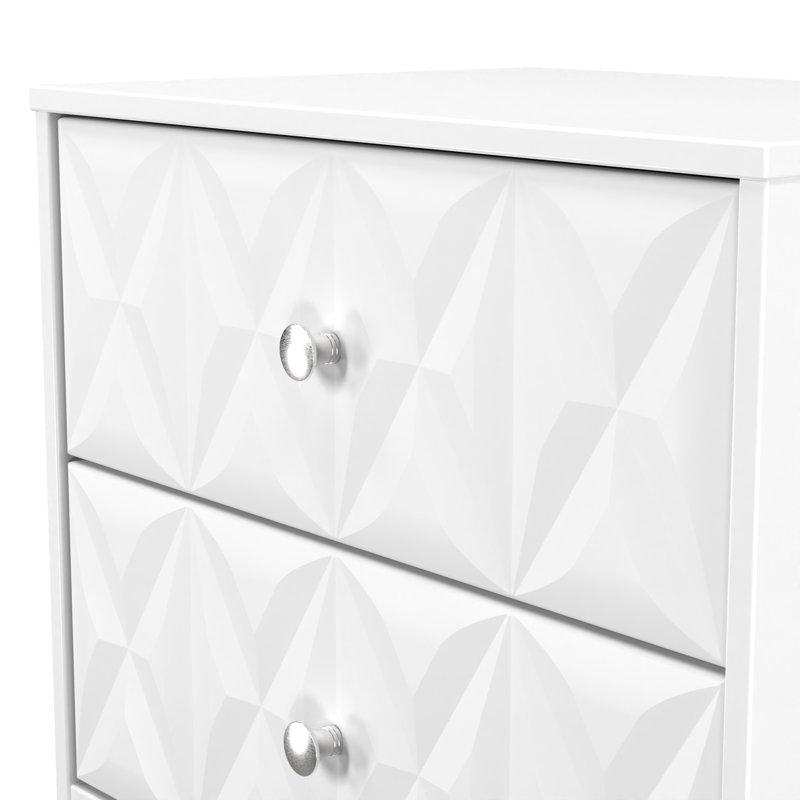 Ceinwen 58cm W Manufactured Wood Bedside Table, White Matt