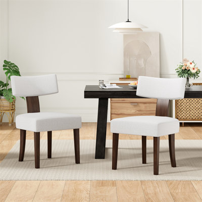 Ensemble de 2 chaises de salle à manger rembourrées sans accoudoirs avec dossier incurvé en bois franc pour la cuisine (chaises de salle à manger uniquement)