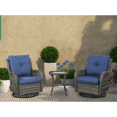 Addre Outdoor Patio Furniture Set, Wicker Rattan Rocking Chair And End Table Set. (Set Of 3 Pieces) -  Red Barrel Studio®, 817C94510EDF492F8A1771962C23B6C5