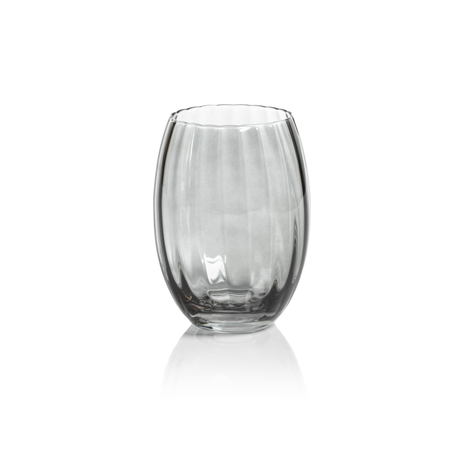 Boulder Ribbed Drinking Glass, Smoke