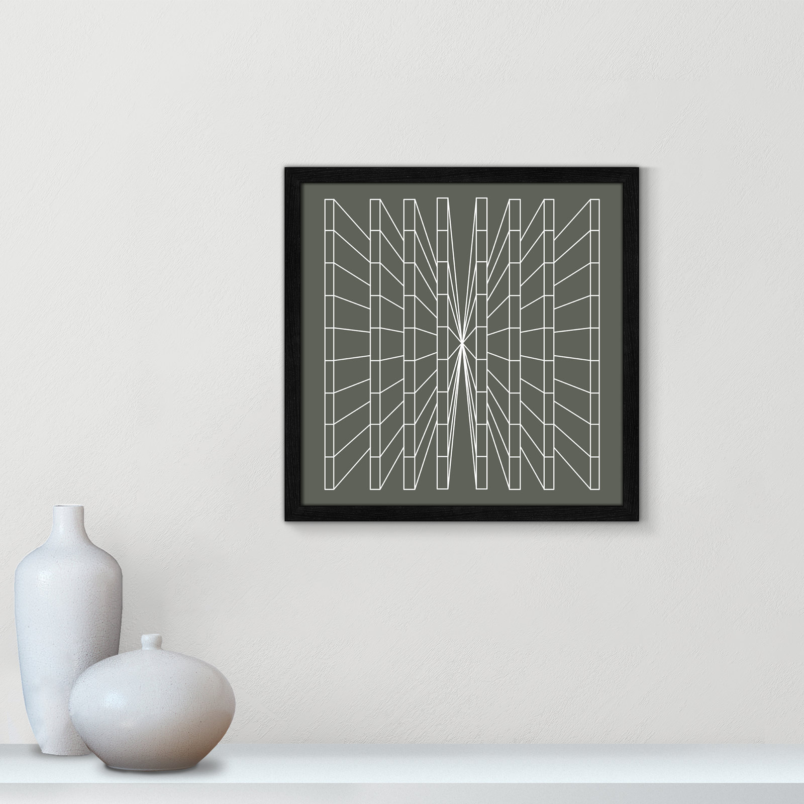 Olive Perspective by Sandi Hauanio, 17" H x 17" W x 0.75" D, Black Wood Grain