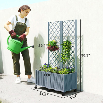 Boîte à fleurs d'extérieur élégante, lit de jardin surélevé mobile