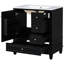 Lavabo de salle de bain 30 po, noir, structure robuste, porte à fermeture douce, 1 tablette de porte et 3 tiroirs avec lavabo
