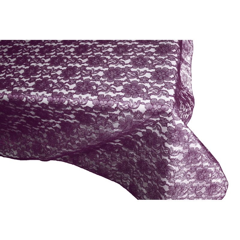 Floral Lace Overlay, 120" x 58", Plum